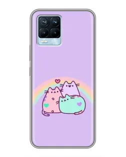 Чехол для Realme 8 с картинкой «Радужные Пушины»