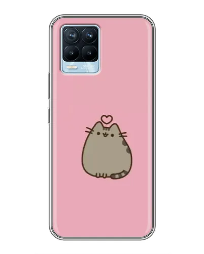 Чехол для Realme 8 с картинкой «Pusheen сердце»