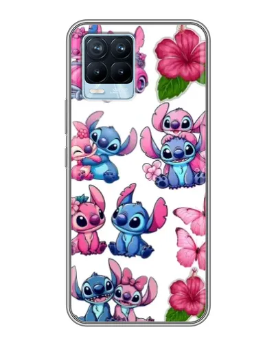 Чехол для Realme 8 с картинкой «Стикеры Stitch и Angel»