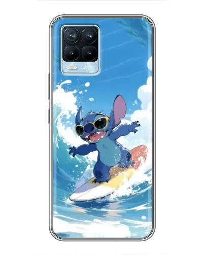 Чехол для Realme 8 с картинкой «Стич на волне»