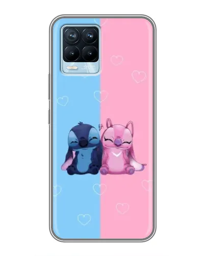 Чехол для Realme 8 с картинкой «Stitch и Angel Love»
