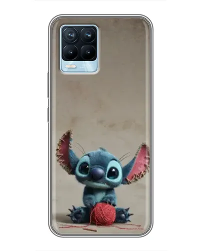 Чехол для Realme 8 с картинкой «Стич на коричневом фоне»