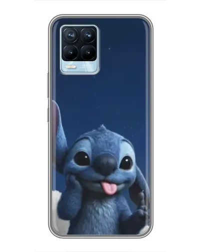 Чехол для Realme 8 с картинкой «Стич в облаках»