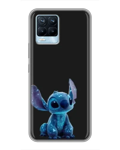 Чехол для Realme 8 с картинкой «Стич на черном»