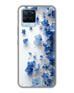 Чехол для Realme 8 с картинкой «Голубой цветочный каскад»