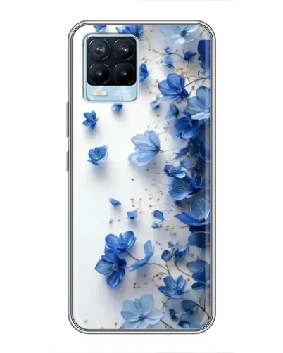 Чехол для Realme 8 с картинкой «Голубой цветочный каскад» Чехол для Realme 8 с картинкой «Голубой цветочный каскад»