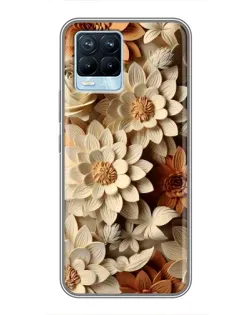 Чехол для Realme 8 с картинкой «Бежевый флористический декор»