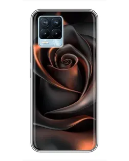 Чехол для Realme 8 с картинкой «Шелковая черная роза»