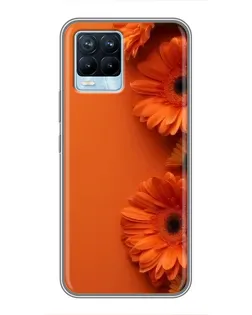 Чехол для Realme 8 с картинкой «Оранжевые герберы»