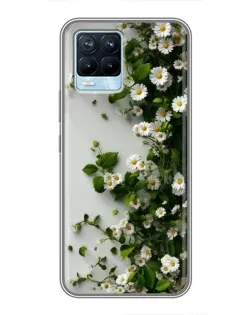 Чехол для Realme 8 с картинкой «Ветка мелких белых цветов»