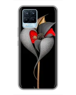 Чехол для Realme 8 с картинкой «Серебряный фантазийный цветок»