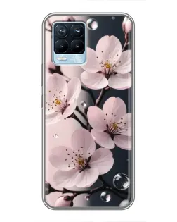Чехол для Realme 8 с картинкой «Нежная сакура и капли»