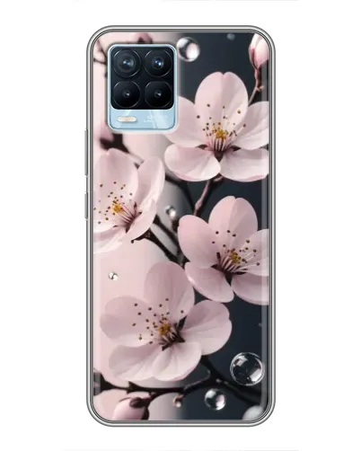 Чехол для Realme 8 с картинкой «Нежная сакура и капли» Чехол для Realme 8 с картинкой «Нежная сакура и капли»
