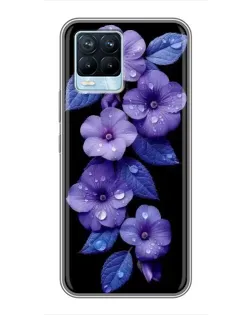 Чехол для Realme 8 с картинкой «Фиолетовые цветы с росою» Чехол для Realme 8 с картинкой «Фиолетовые цветы с росою»