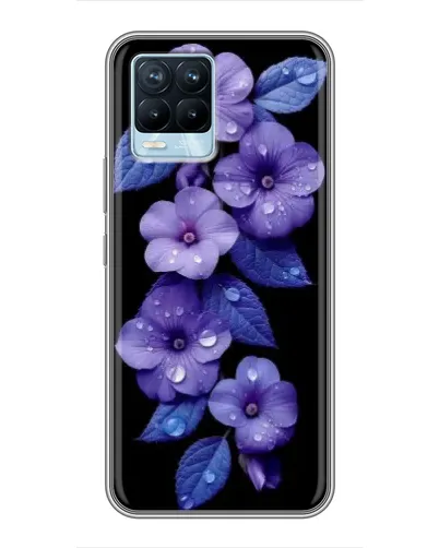 Чехол для Realme 8 с картинкой «Фиолетовые цветы с росою» Чехол для Realme 8 с картинкой «Фиолетовые цветы с росою»