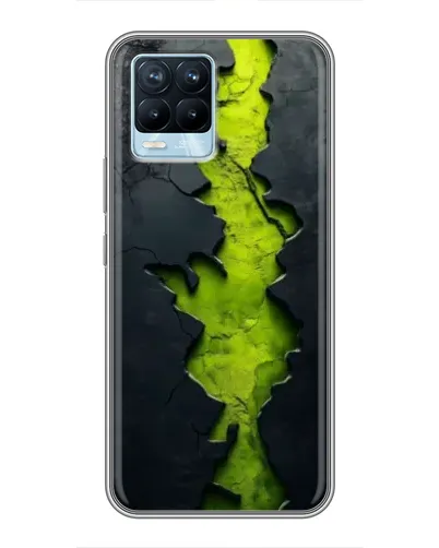 Чехол для Realme 8 с картинкой «Салатовый разлом скалы»