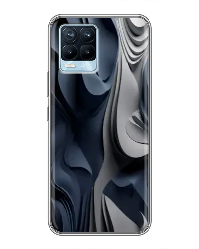 Чехол для Realme 8 с картинкой «Объемные синие складки»