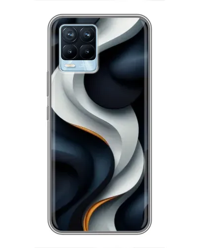 Чехол для Realme 8 с картинкой «Объемные черно-белые ленты»