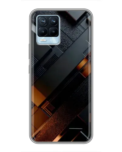 Чехол для Realme 8 с картинкой «Черные геометрические блоки»