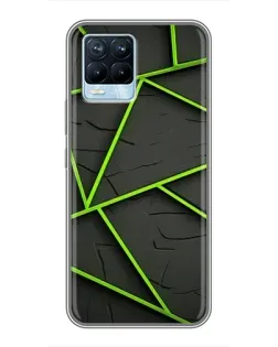 Чехол для Realme 8 с картинкой «Зеленые геометрические линии»