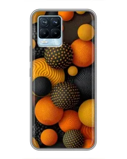 Чехол для Realme 8 с картинкой «Объемные оранжевые сферы»
