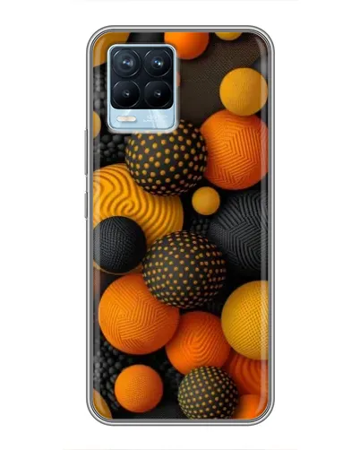 Чехол для Realme 8 с картинкой «Объемные оранжевые сферы»