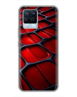 Чехол для Realme 8 с картинкой «Красная глянцевая сетка»