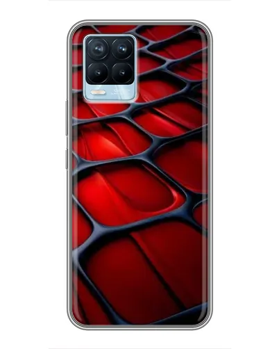 Чехол для Realme 8 с картинкой «Красная глянцевая сетка»