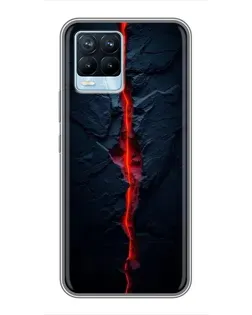 Чехол для Realme 8 с картинкой «Kрасная лавовая трещина»