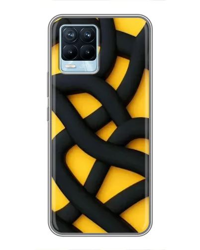 Чехол для Realme 8 с картинкой «Черное желтое переплетение»