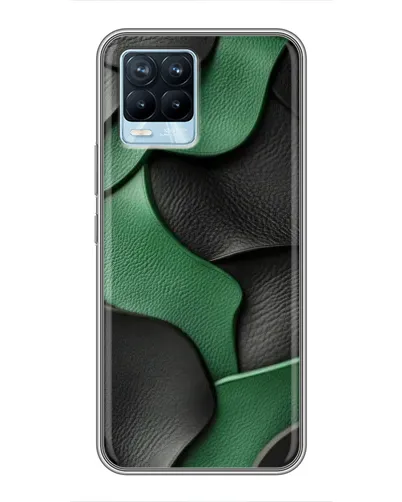 Чехол для Realme 8 с картинкой «Зеленые кожаные волны»