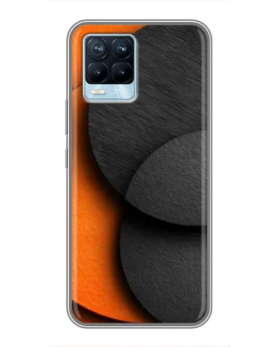 Чехол для Realme 8 с картинкой «Геометрия оранжевых кругов»