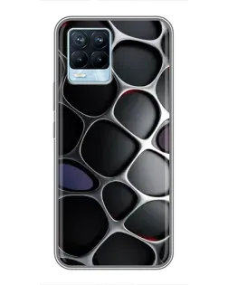 Чехол для Realme 8 с картинкой «Объемная темная решетка»