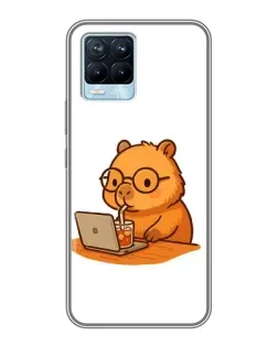 Чохол для Realme 8 з картинкою «Капібара з ноутбуком»