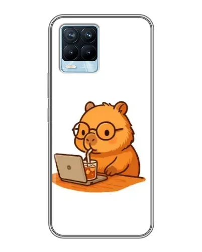 Чохол для Realme 8 з картинкою «Капібара з ноутбуком»