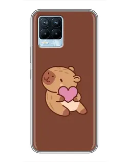 Чохол для Realme 8 з картинкою «Капібара з серцем»