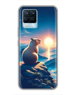 Чохол для Realme 8 з картинкою «Захід сонця з капібарою»