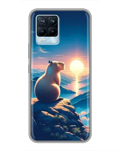 Чохол для Realme 8 з картинкою «Захід сонця з капібарою»