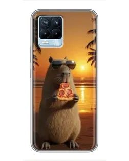 Чохол для Realme 8 з картинкою «Капібара з піцою»