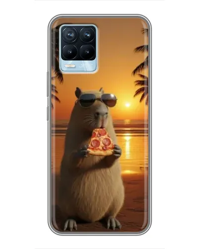 Чохол для Realme 8 з картинкою «Капібара з піцою»