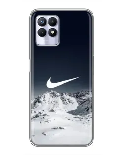 Чехол для Realme 8i с картинкой «Nike — зимние горы»