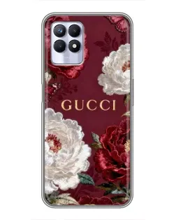 Чехол для Realme 8i с картинкой «Gucci — бордовые розы»