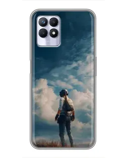 Чехол для Realme 8i с картинкой «Герой PUBG на скале»