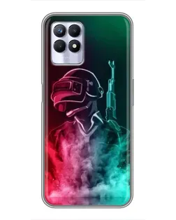 Чехол для Realme 8i с картинкой «PUBG — огненный воин»