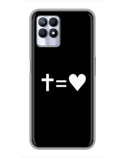 Чехол для Realme 8i с картинкой «Крест и Сердце»