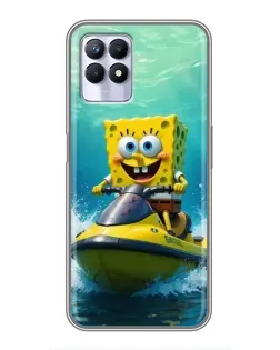 Чехол для Realme 8i с картинкой «Спанч Боб на гидроцикле» Чехол для Realme 8i с картинкой «Спанч Боб на гидроцикле»