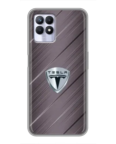 Чехол для Realme 8i с картинкой «Металлическая текстура Tesla»