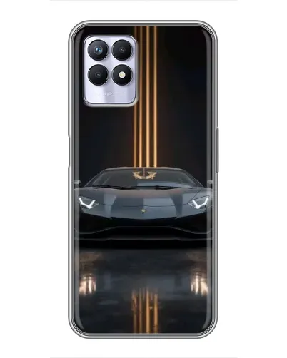 Чехол для Realme 8i с картинкой «Lamborghini золотые линии»