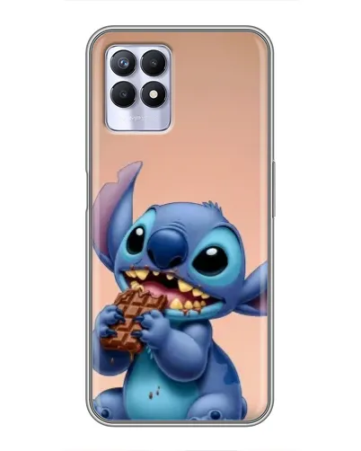 Чехол для Realme 8i с картинкой «Стич ест шоколад»