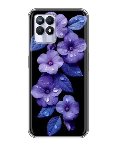 Чехол для Realme 8i с картинкой «Фиолетовые цветы с росою»